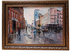 Картина Дождь на Вайнера, холст/масло 35х50см