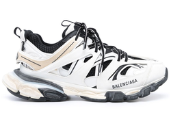 Кроссовки Balenciaga Track с бежевыми вставками белые