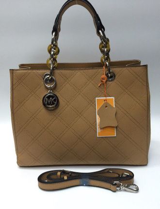 Сумка Michael Kors Cynthia Quilted Light-brown / Светло-коричневая