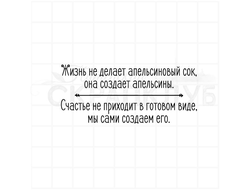 Жизнь не делает апельсиновый сок, она создает апельсины. Счастье не приходит в готовом виде.