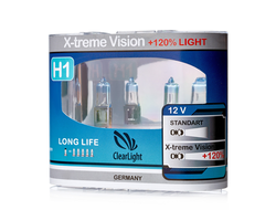 Лампа автомобильная галогенная Clearlight H1 X-treme Vision +120% Light, 2 шт