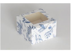 Коробка на 1 кекс с окном (11,5*11,5*8 см), Синий иней