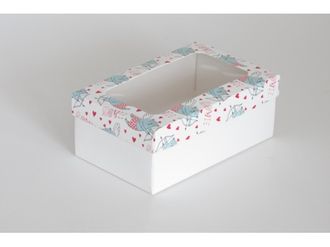 Коробка подарочная ВЫСОКАЯ 2П-В 7 см С ОКНОМ (18*11* выс 7 см), купидон