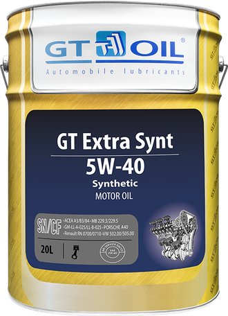 МАСЛО МОТОРНОЕ GT OIL GT EXTRA SYNT 5W-40 20л