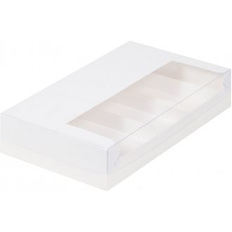 Коробка для Эклеров и Эскимо с пластиковой крышкой, 25*15*5 см, БЕЛАЯ, (080810) (4 вкладыша)