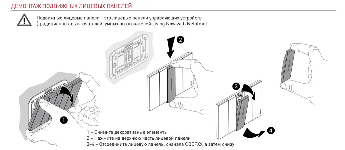 Демонтаж лицевых панелей выключателей