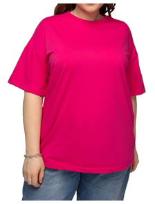 Женская свободная футболка БОЛЬШОГО размера Арт. 1439533-65 (цвет фуксия) Размеры 54-80