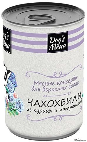 Dogs menu Консервы для собак Чахохбили из курицы и потрошков 750 гр