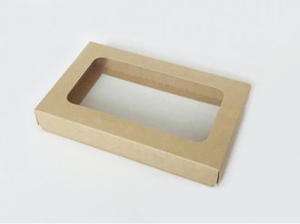 Коробка на 2 печенья С ОКНОМ (18*11*3 см), Крафт