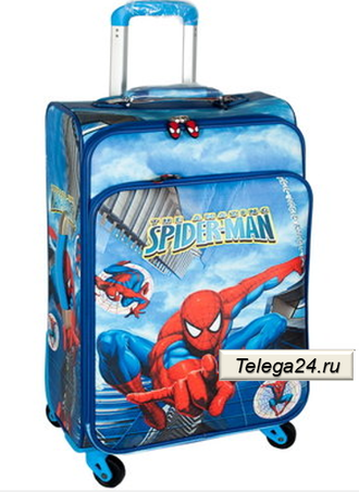Детский чемодан на 4 колесах Человек-Паук / Spider-Man Marvel - голубой