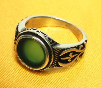 Мужской мусульманский перстень с камнем (Нано изумруд) купить