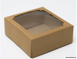 Коробка картонная с окном 14,5 x 14,5 x 6 см Бурый