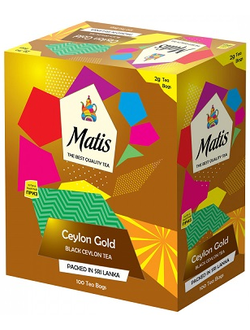 Чай Matis чёрный классический пакетированный "Золото Цейлона", 100 шт. х 2 г, карт.