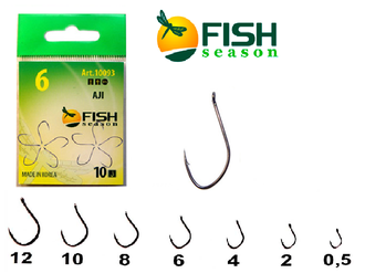 Крючки FishSeason AJI, №6 (10уп.Х10шт.) арт. 10093