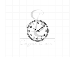 Штамп с циферблатом часов с арабскими цифрами