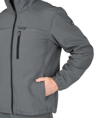 Куртка "СИРИУС-Азов" с капюшоном серый  софтшелл пл 350 г/кв.м