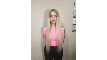 Наращивание волос блонд с эффектом обмре 150 гр 70 см работа и фото домашней мастерской Ксении Грининой 5