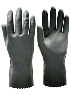 Перчатки "КЩС-1-SP" черные р.S,M,L,XL,XXL (латекс,слой Silver, 0,45мм, 300мм.) уп120