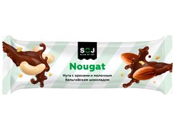 Батончик SOJ NOUGAT BAR Нуга с какао в молочном шоколаде 40гр (20)*4