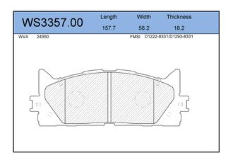 Колодки тормозные дисковые передние JEENICE WS335700 Toyota Camry