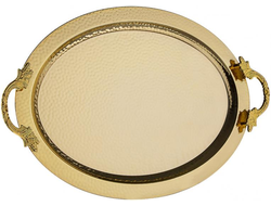 Поднос овальный, "Рябь", декор "Золото" с золотыми ручками, 28*37 см, Турция