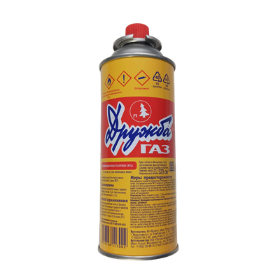 Газ баллон "ДРУЖБА" (ДР-520) 220гр для портативных приборов ( в коробке 12 шт)