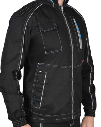 Куртка -АЛЕКС" летняя мужская черная с голубой отделкой
