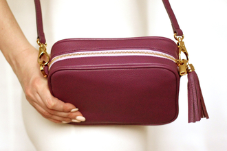 Фиолетово-бордовая кожаная сумка Leah