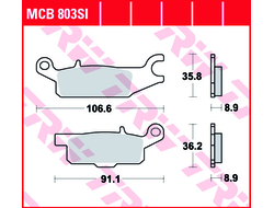 Тормозные колодки задние левые TRW MCB803SI (FA445) для квадроциклов Yamaha 550/700 (3B4-W0046-00)