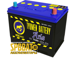 Аккумулятор Тюмень Азия 75Ач ток 630А (TYUMEN BATTERY Asia) 6СТ-75LR (Ca/Ca) О/П (266х173х220) обратная полярность - +