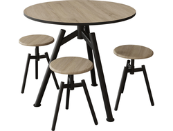 Комплект стол и табуреты в стиле лофт (Loft) недорого в интернет магазине с доставкой. Стол круглый.