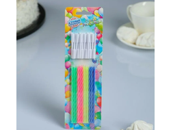 Свечи для торта коктейльные с подставками, выс 12 см, набор 12 шт