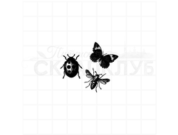 Штамп бабочка, пчелка и божья коровка