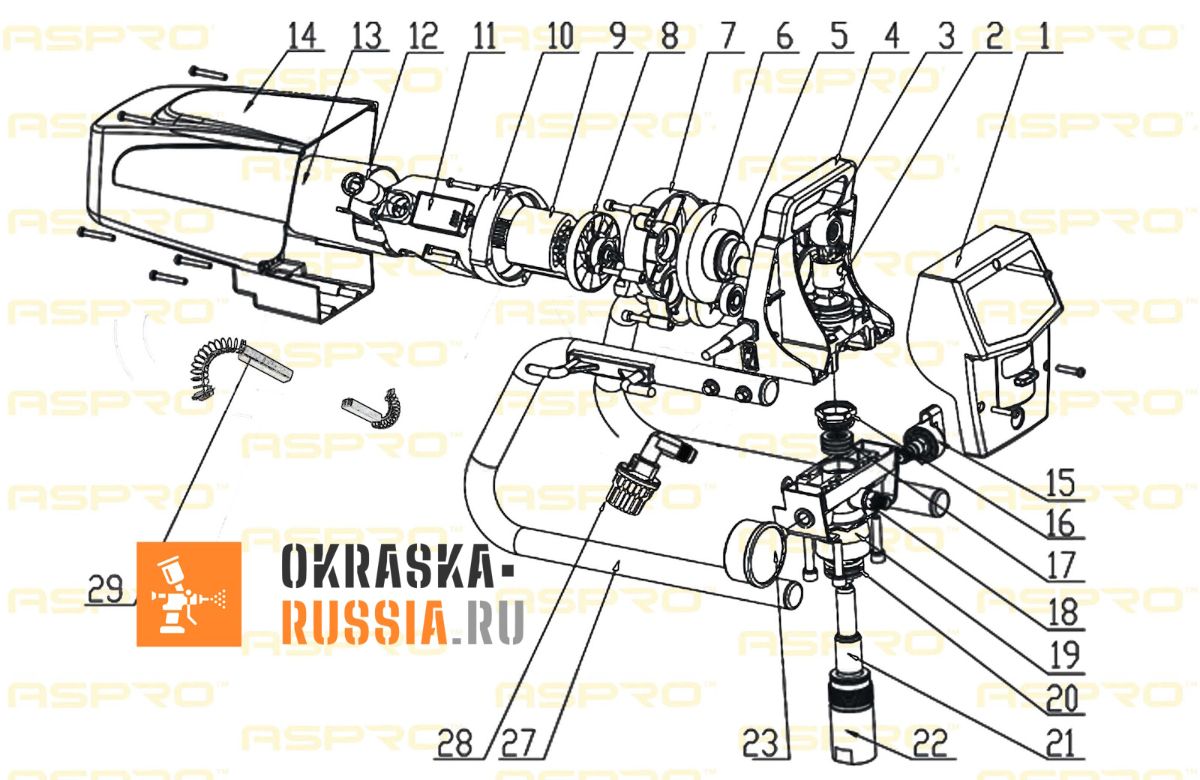 Запчасти для окрасочного аппарата ASPRO-1800 - OKRASKA-RUSSIA.RU