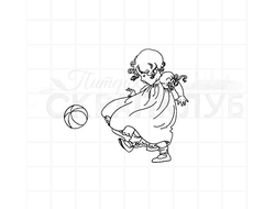 Штамп девочка играет в мячик
