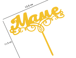 Топпер пластиковый "Маме", Золотой