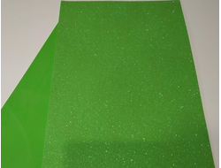 Глиттерный фоамиран, цвет салатовый, 20*30 см, толщина 2 мм