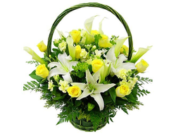 Корзина роз с Лилиями Элитная