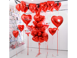 Оформление на 14 февраля с красными сердцами и бабблами I ♥ You