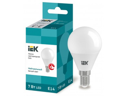 Лампа светодиодная IEK шар G45 E14 7W(630lm) 4000K 4K 78x45 матов. ECO LLE-G45-7-230-40-E14
