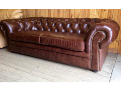 Chesterfield SOFA from Finland/ новый кожаный диван-кровать из Финляндии, в наличии