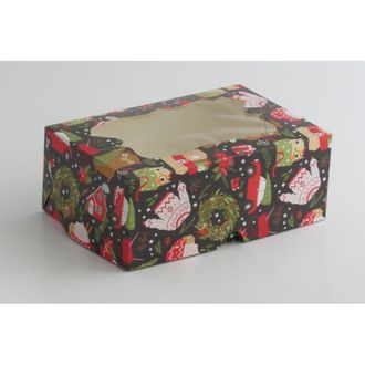 Коробка на 6 кексов (25*17*10 см), Рождество