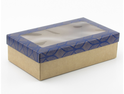 Коробка подарочная ВЫСОКАЯ 5П-В 7 см С ОКНОМ (25*15* выс 7 см), Бронзовый орнамент