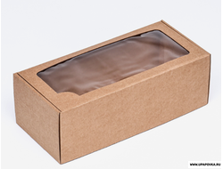 Коробка картонная с окном 35 x 16 x 12 см Бурый
