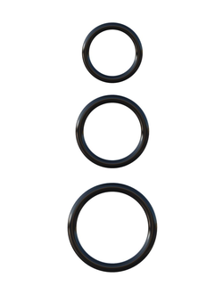 Набор из трех черных эрекционных колец Silicone 3-Ring Stamina Set Производитель: Pipedream, США