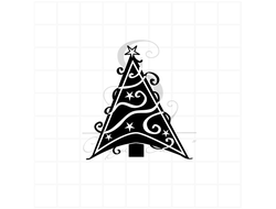 графичная треугольная новогодняя елка , штамп для скрапбукинга