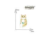 Бежевый кот с зеленой чашкой - Брошь/ значок - 508