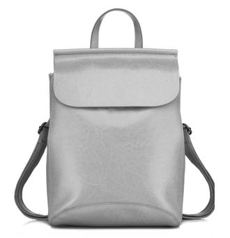 Кожаный женский рюкзак-трансформер светло-серый
