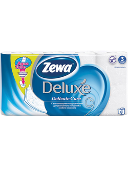 Туалетная бумага Zewa Deluxe без аромата, белая, 3 слоя, 8 рулонов