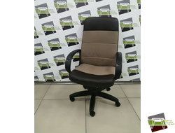 Кресло Кр58 ТГ ПЛАСТ С12(ткань бежевая+коричневая)/ЭКО3 (экокожа коричневая)